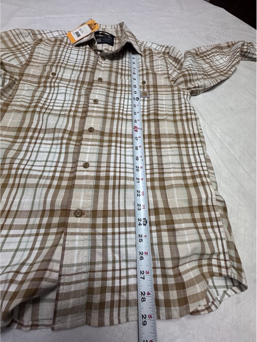 Carhartt Men's Rugged Flex Relaxed Fit Plaid Long Sleeve Button-Up Shirt Size S - Picture 7 of 7